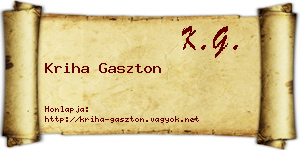 Kriha Gaszton névjegykártya